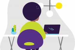 Home learning woman learning on laptop illustration – Accelerate Academy
