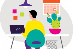 Home learning man on laptop illustration – Accelerate Academy